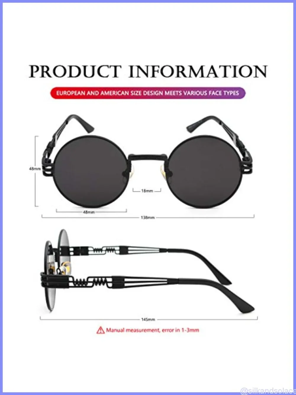 Round Steampunk Polarized Sunglasses Stainless Steel Frame UV Blocking